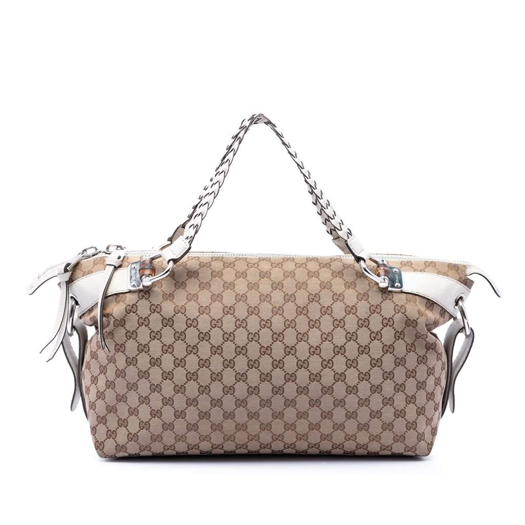 Gucci Medium GG Canvas Bamboo Bar Tote Beige Very good - Front View