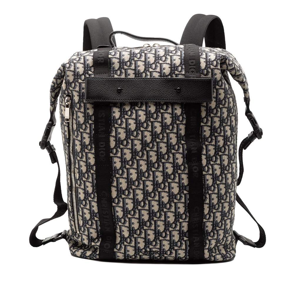 Dior Oblique Canvas Safari Backpack Blue Very good - Front View