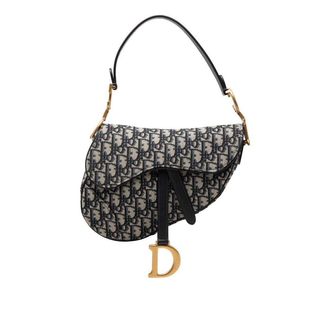 Dior Oblique Canvas Saddle Bag Blue Very good condition - Front View