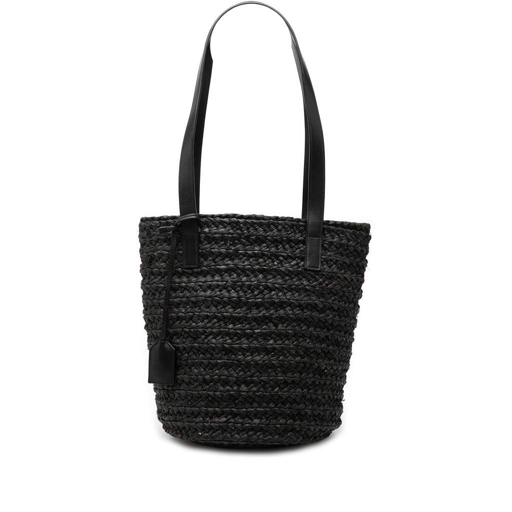 Saint Laurent Small Raffia Panier Tote Black Very good condition - Front View