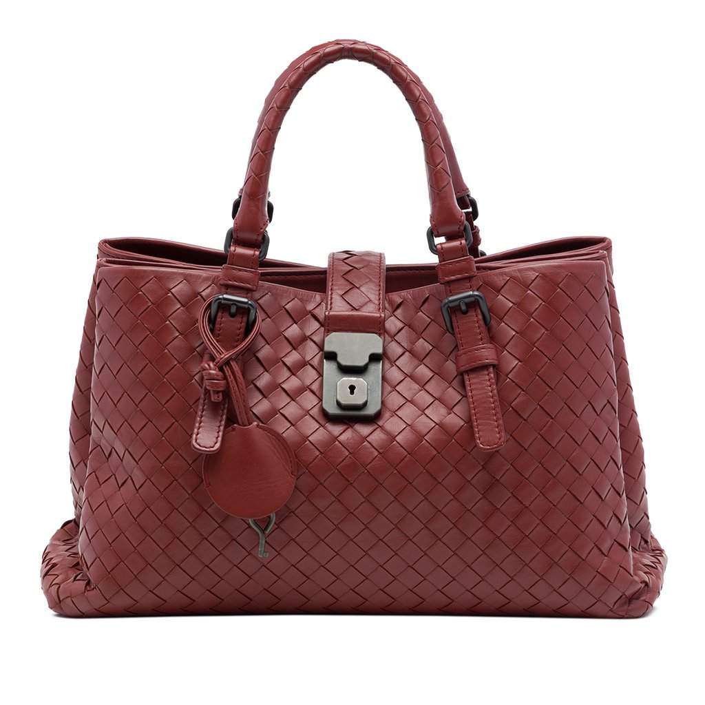 Bottega Veneta Small Nappa Intrecciato Roma Satchel Red Leather Very good - Front View