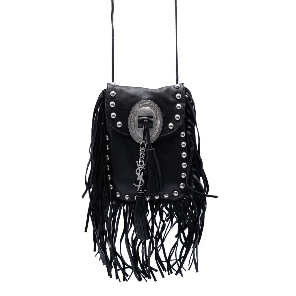Saint Laurent Studded Leather Anita Fringed Crossbody Black Leather Very good condition - Front View