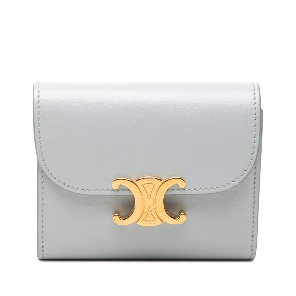 Celine Shiny Calfskin Triomphe Flap Small Wallet MultiColor Leather Very good - Front View