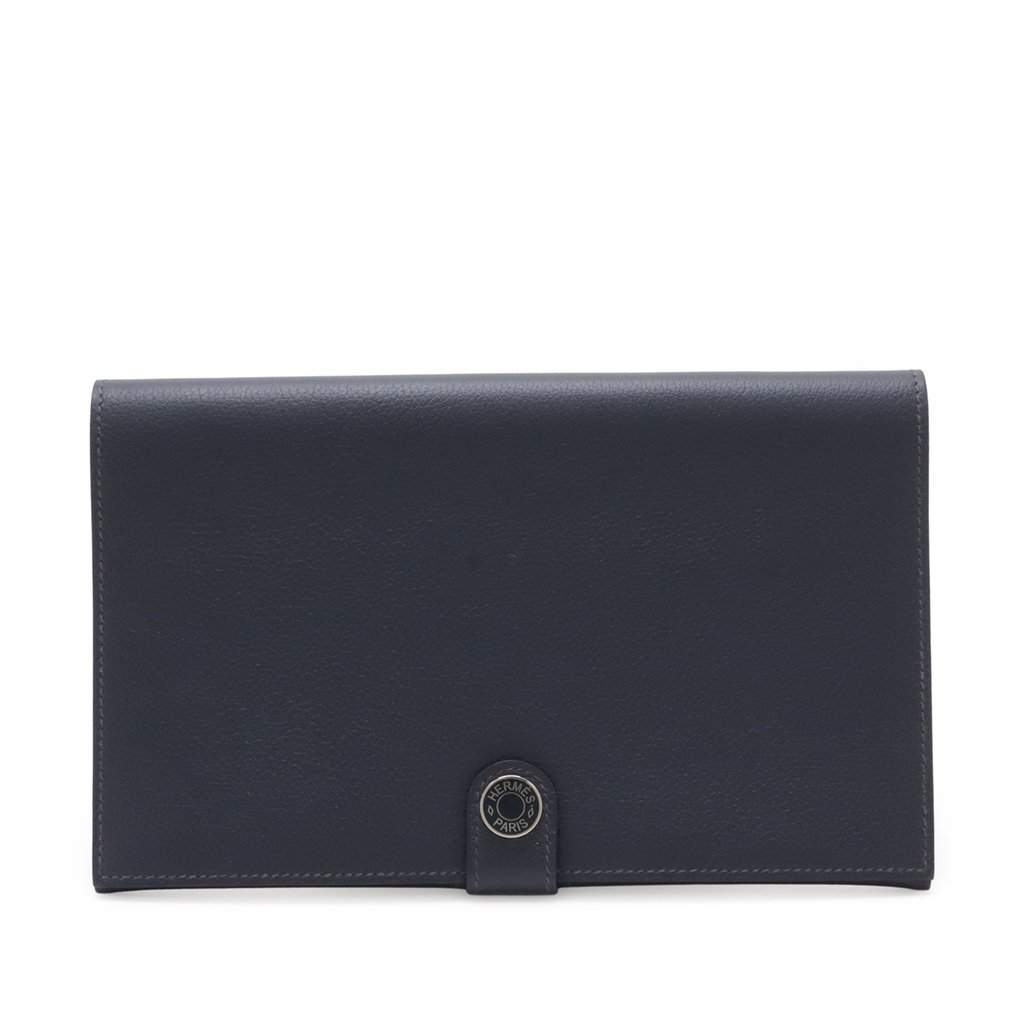 Hermès Evergrain RMS Toutenmain Passport Cover Blue Leather Very good - Front View