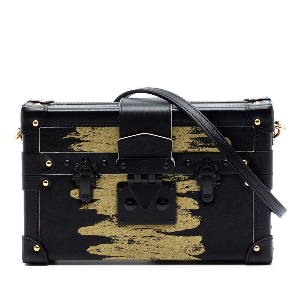 Louis Vuitton Leather Golden Light Petite Malle Black Leather Very good condition - Front View