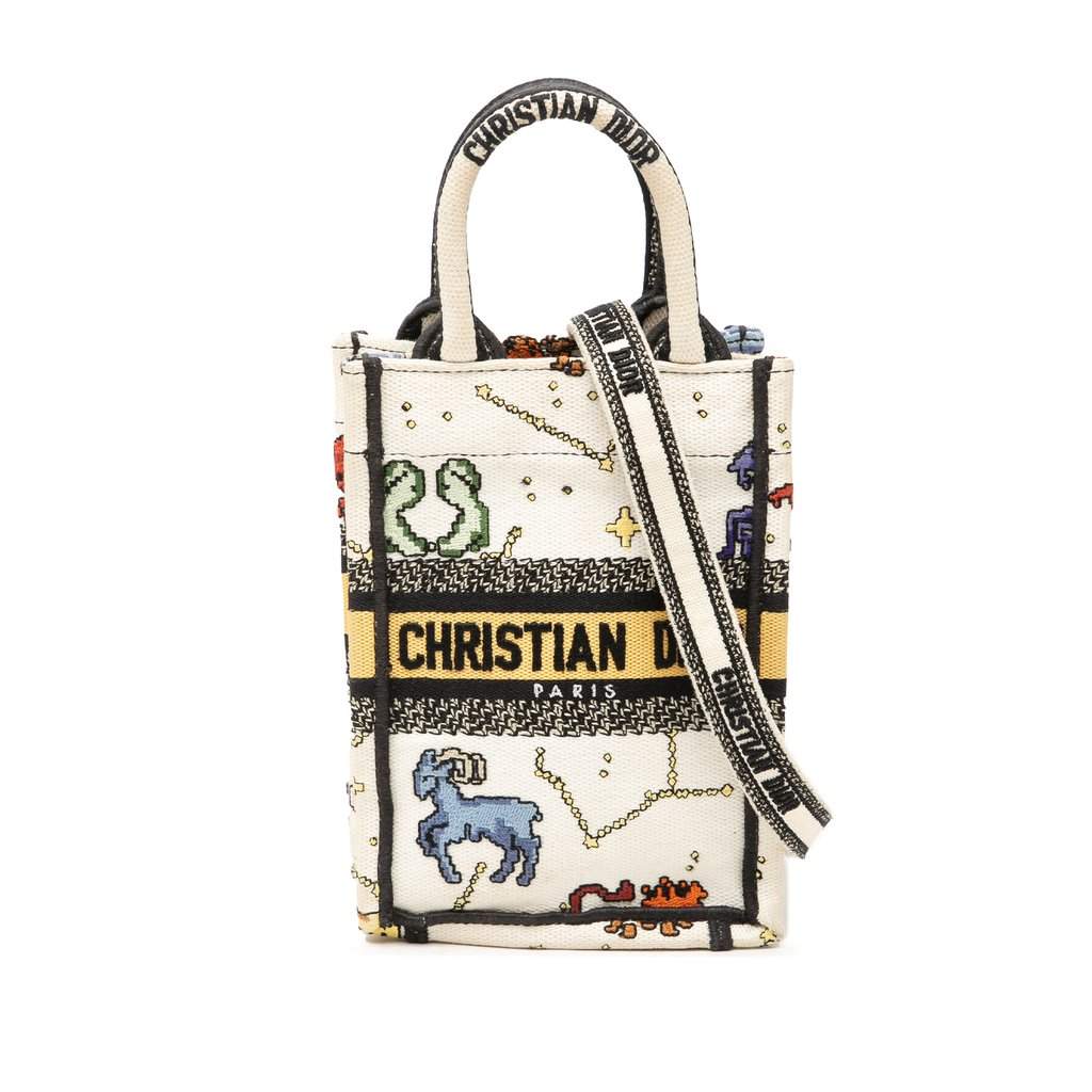 Dior ノベルティ Dior Mini Embroidered Canvas Pixel Zodiac Vertical Book Tote