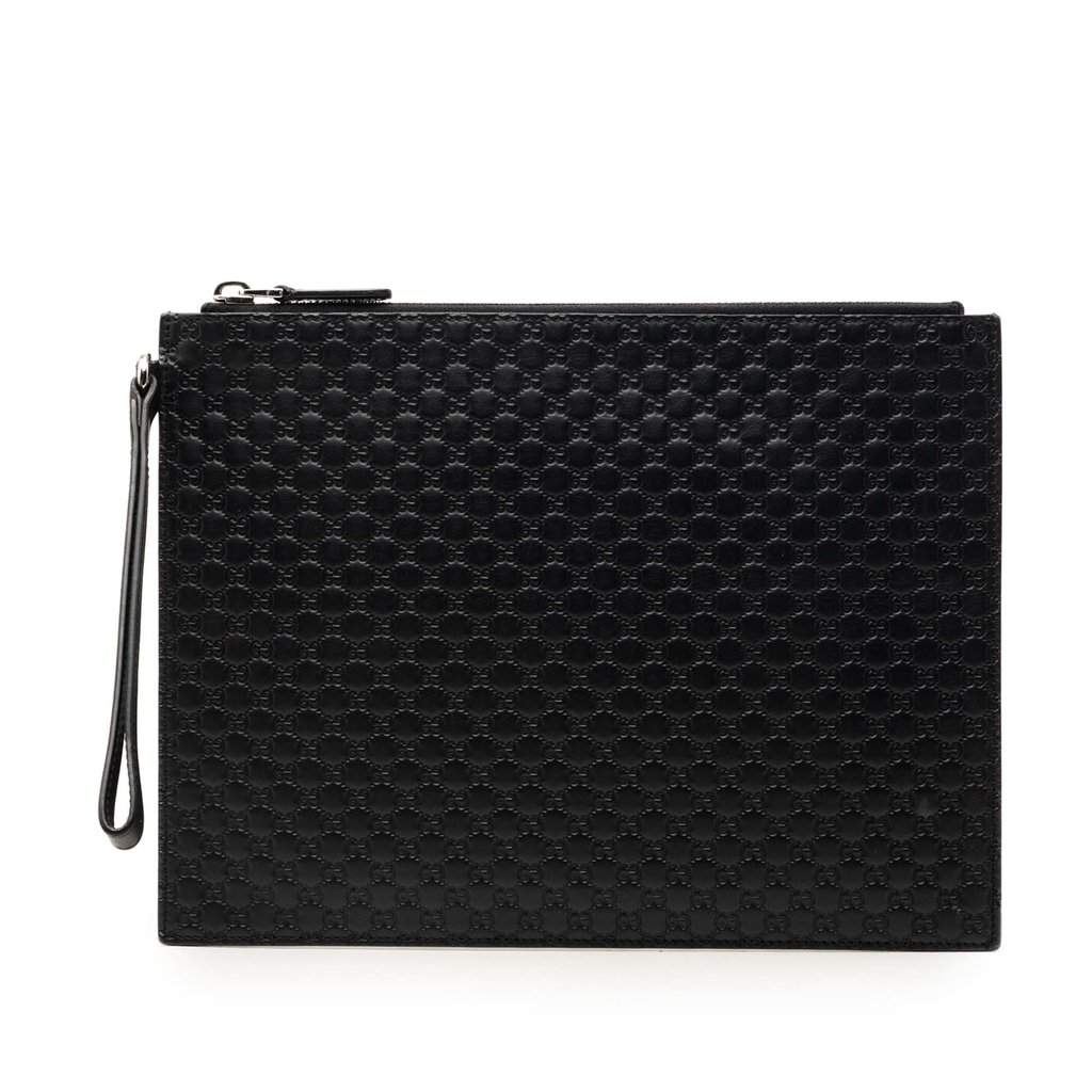 Gucci Microguccissima Clutch Black Leather Very good condition - Front View