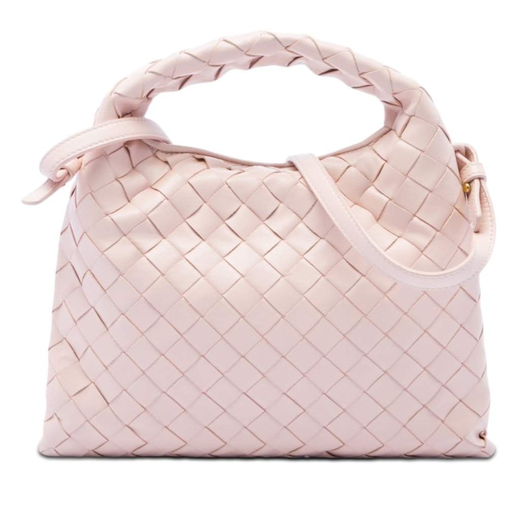 Bottega Veneta Mini Calfskin Intrecciato Hop Satchel Pink Leather Very good condition - Front View
