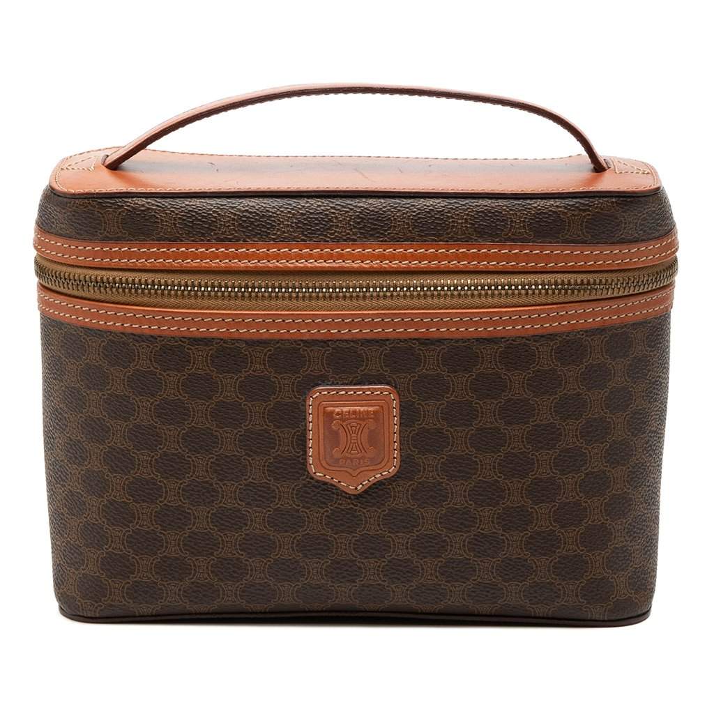 Celine Macadam Coated Canvas Vanity Bag Brown Very good condition - Front View