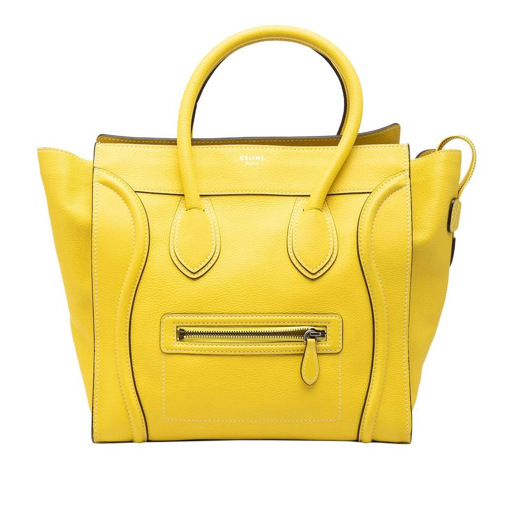 Celine Mini Calfskin Luggage Tote Yellow Leather Very good condition - Front View