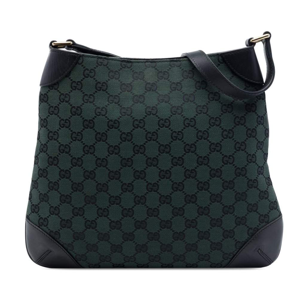 Gucci GG Canvas Shoulder Bag Green Very good - Front View