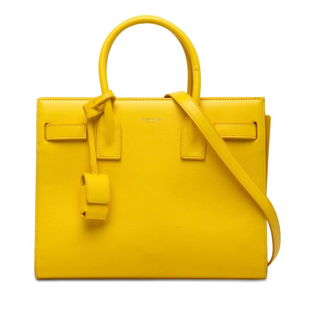 Saint Laurent Baby Leather Sac De Jour Satchel Yellow Leather Very good condition - Front View