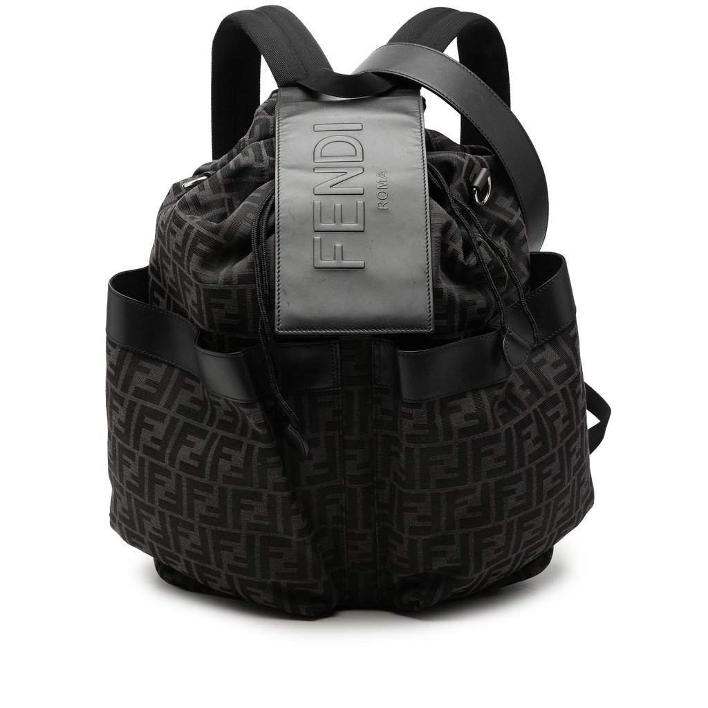 Fendi Large FF Jacquard Strike Backpack Black Very good - Front View