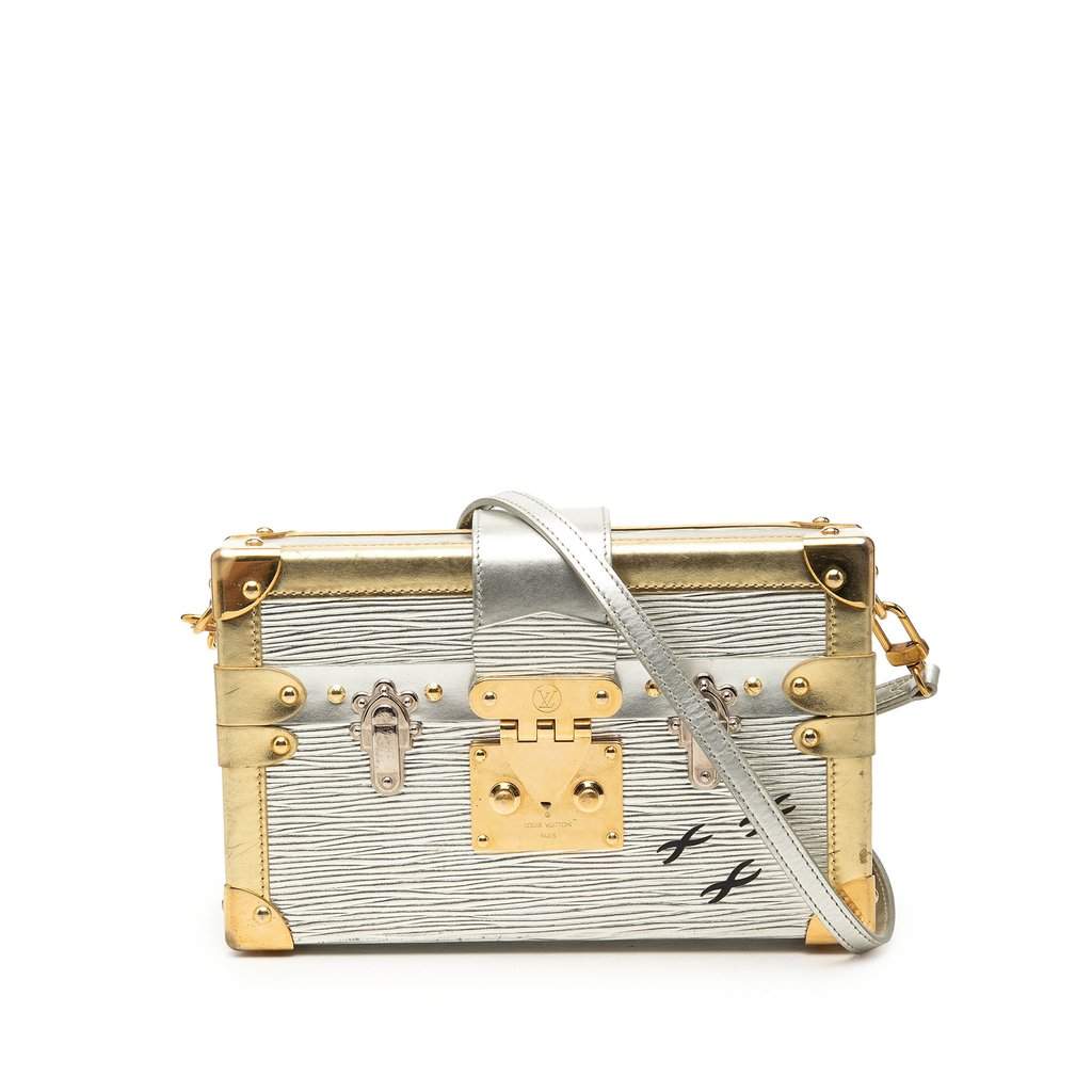 Louis Vuitton Epi Petite Malle Silver Leather Very good - Front View