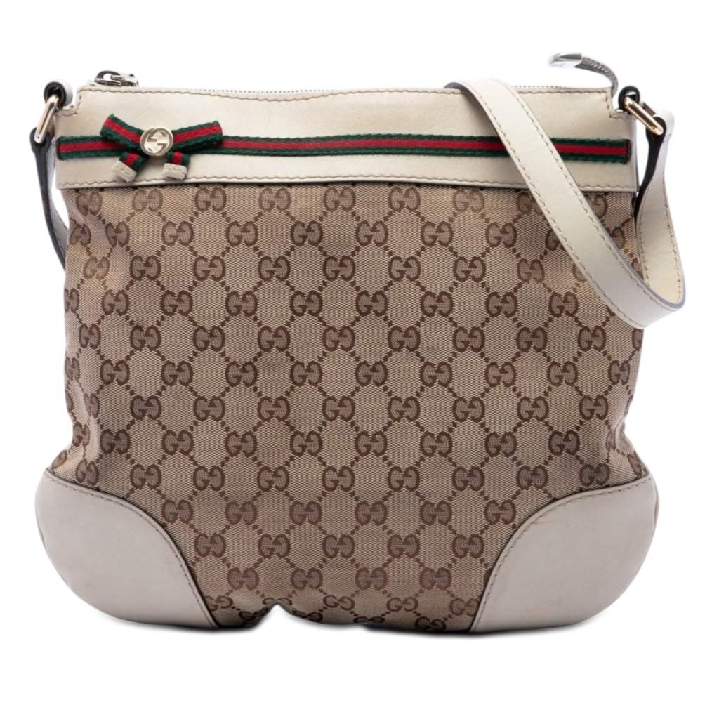 Gucci GG Canvas Web Mayfair Crossbody Beige Very good condition - Front View