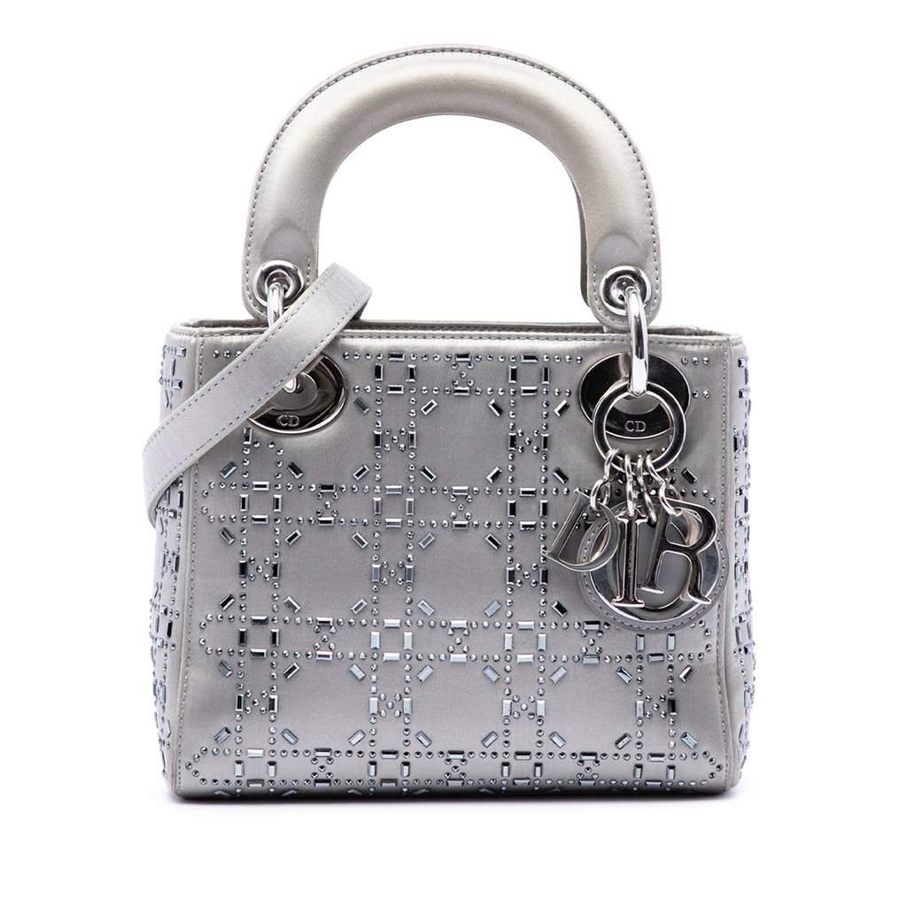 Dior Mini Satin Cannage Crystal Embellished Lady Dior MultiColor Very good condition - Front View
