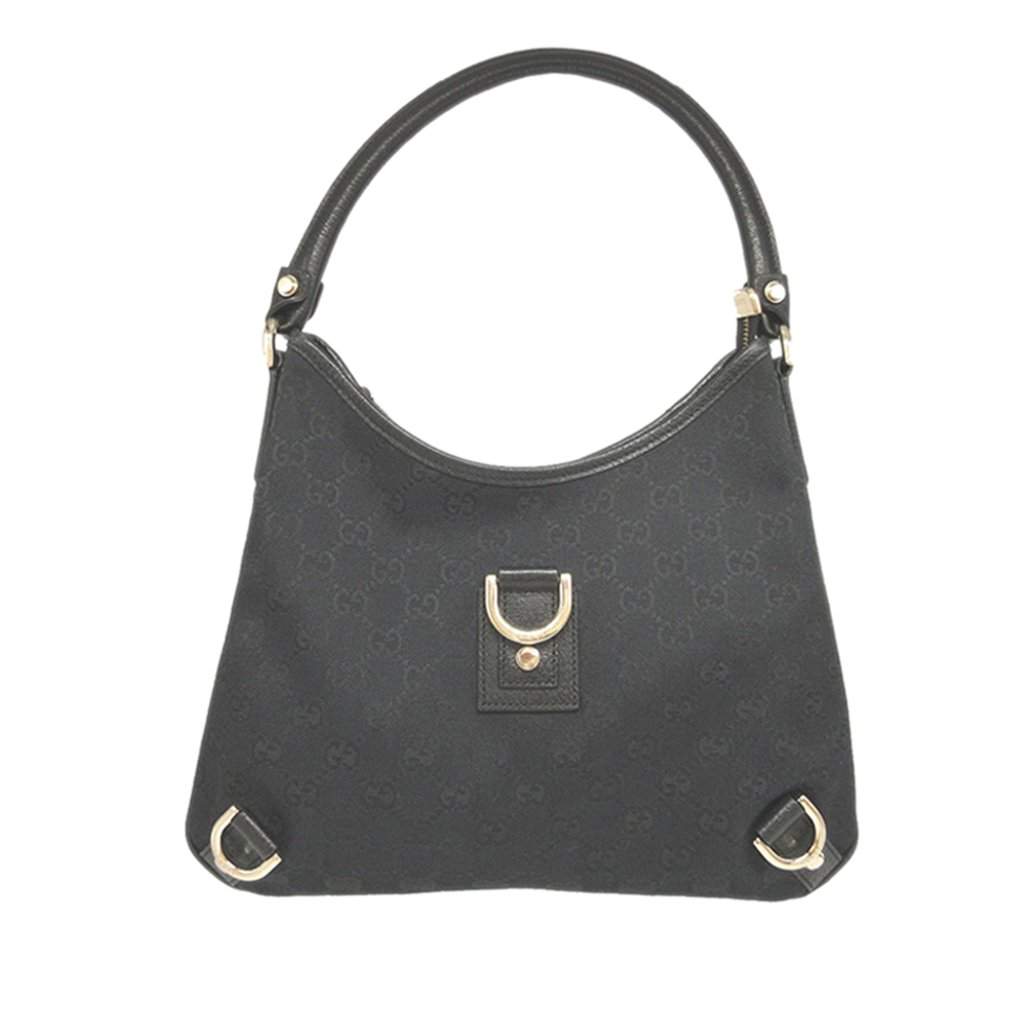 Gucci GG Canvas Abbey D Ring Shoulder Bag Black Very good - Front View