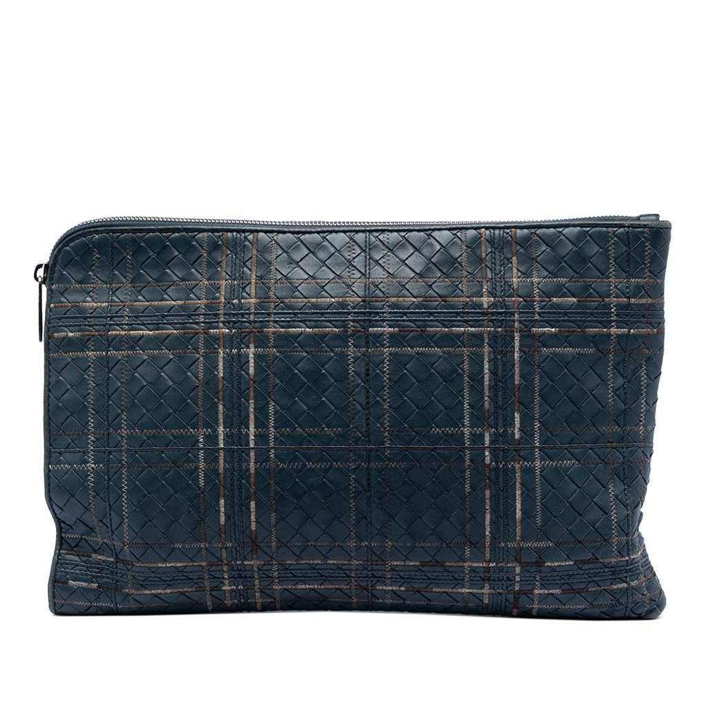 Bottega Veneta Nappa Intrecciato Metropolis Document Case Blue Leather Very good condition - Front View