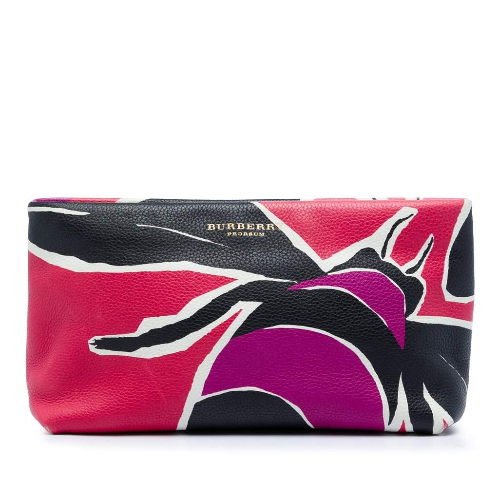 Burberry Prorsum Grained Leather Clutch Pink Leather Very good - Front View