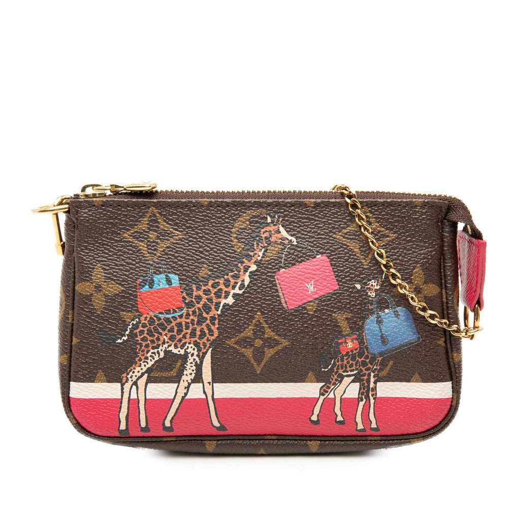 Louis Vuitton Monogram Giraffe Christmas Mini Pochette Accessoires Brown Very good condition - Front View