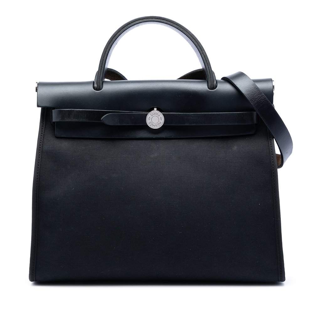 Hermès Toile H Berline Herbag Zip 31 Black Very good condition - Front View