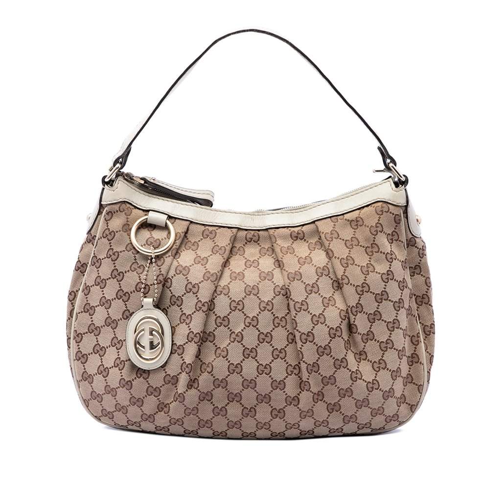 Gucci GG Canvas Sukey Shoulder Bag Beige Very good - Front View