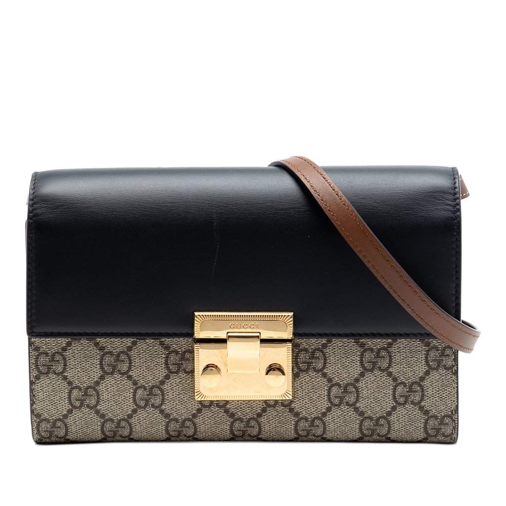 Gucci Small GG Supreme Padlock Wallet on Strap Beige Very good condition - Front View
