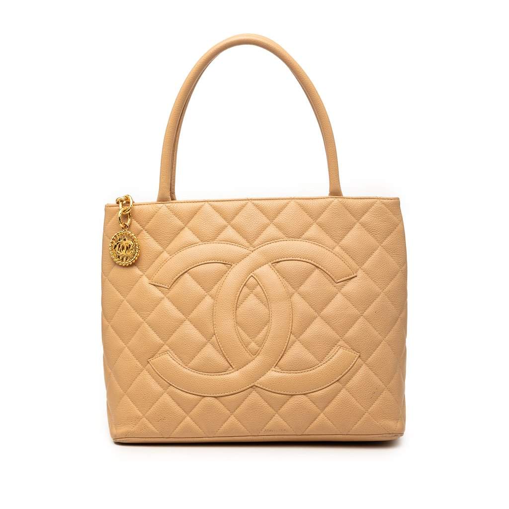 Chanel Caviar Medallion Tote Beige Leather Very good condition - Front View
