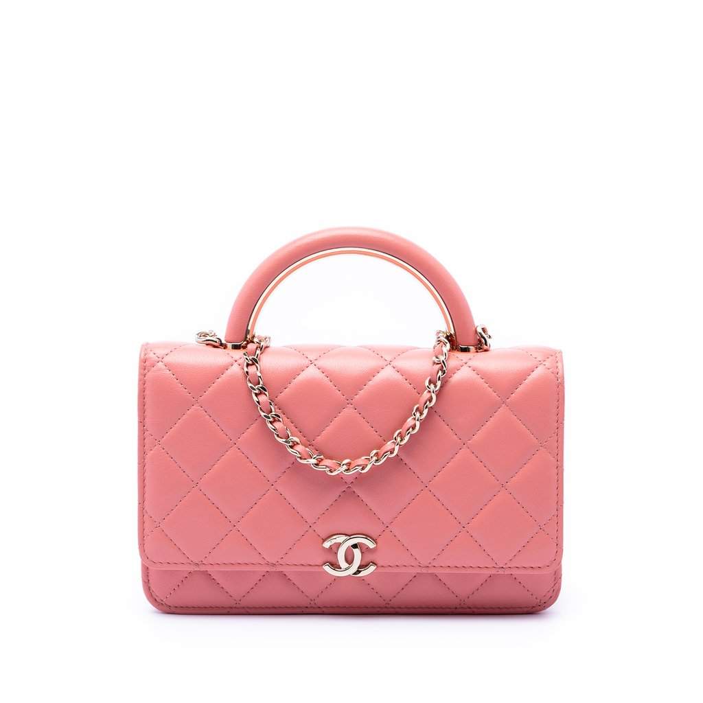 Chanel Mini Rectangular Lambskin Paris Le19M Charming Top Handle Flap Pink Leather Very good condition - Front View