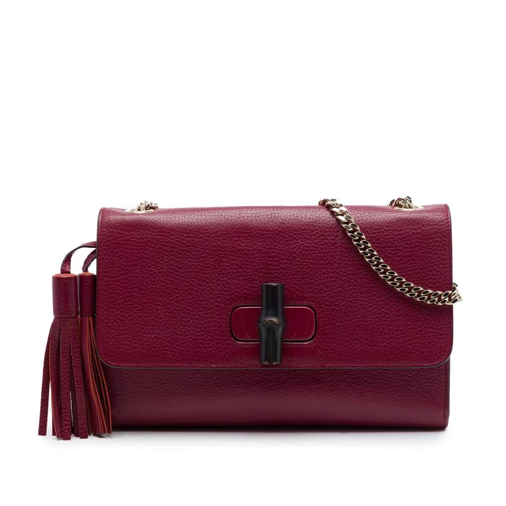 Gucci Medium Leather Miss Bamboo Crossbody Red Leather Very good condition - Front View