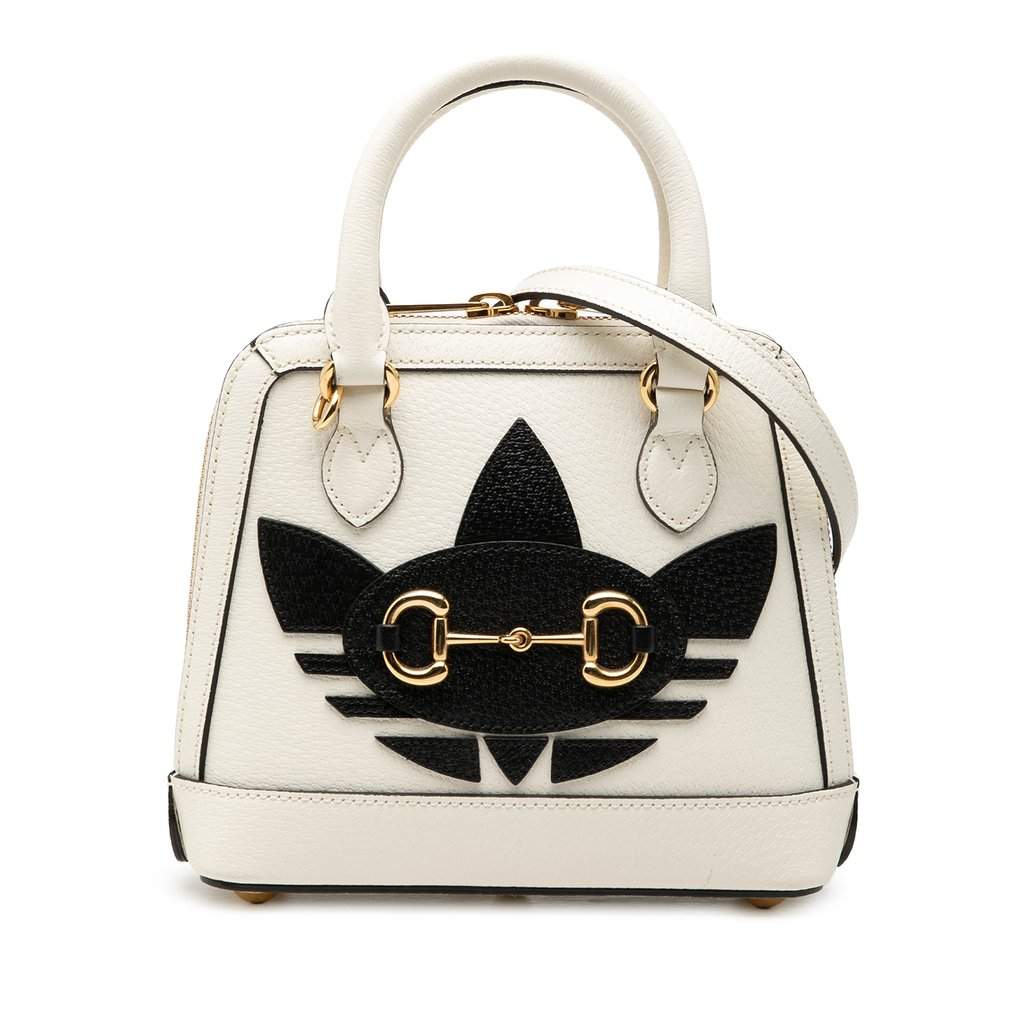 Gucci Adidas Mini Leather Horsebit 1955 Top Handle Bag White Leather Very good condition - Front View