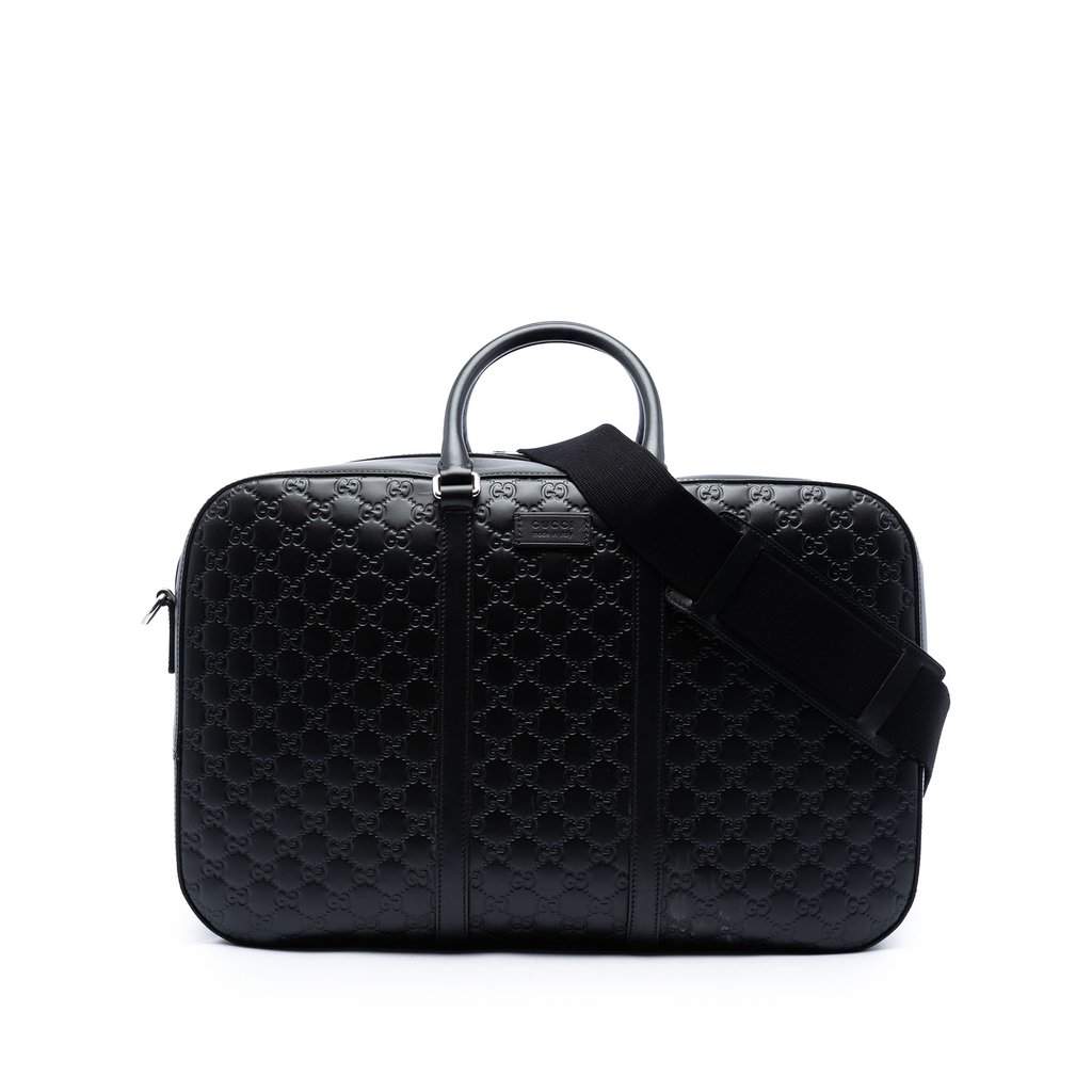 Gucci Guccissima Duffle Bag Black Leather Very good condition - Front View