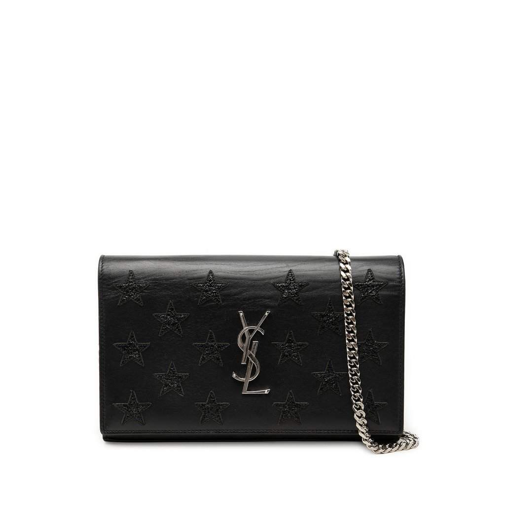 Saint Laurent Calfskin Star Applique Classic Monogram Kate Wallet on Chain Black Leather Very good - Front View