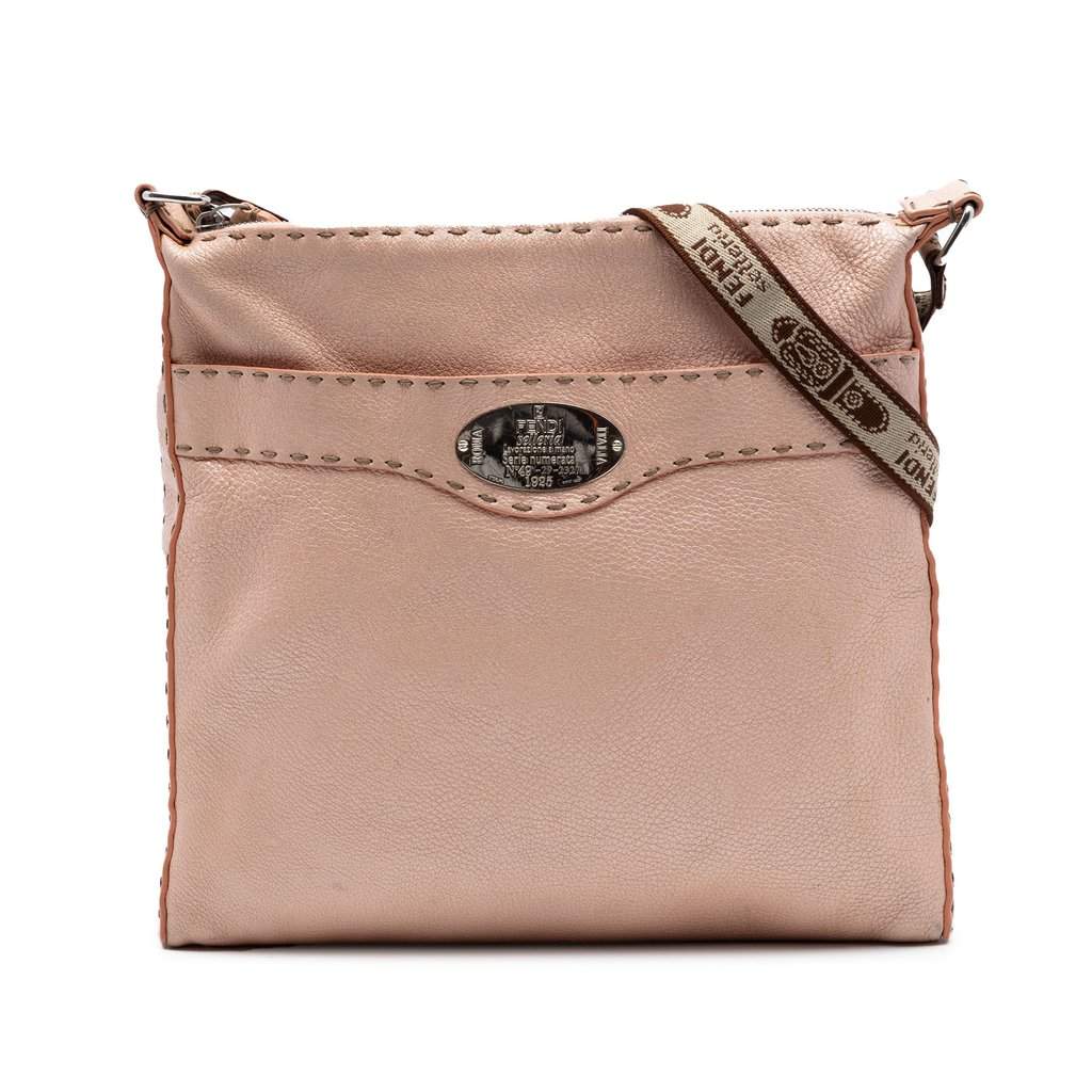 Fendi Leather Selleria Crossbody Pink Leather Very good condition - Front View