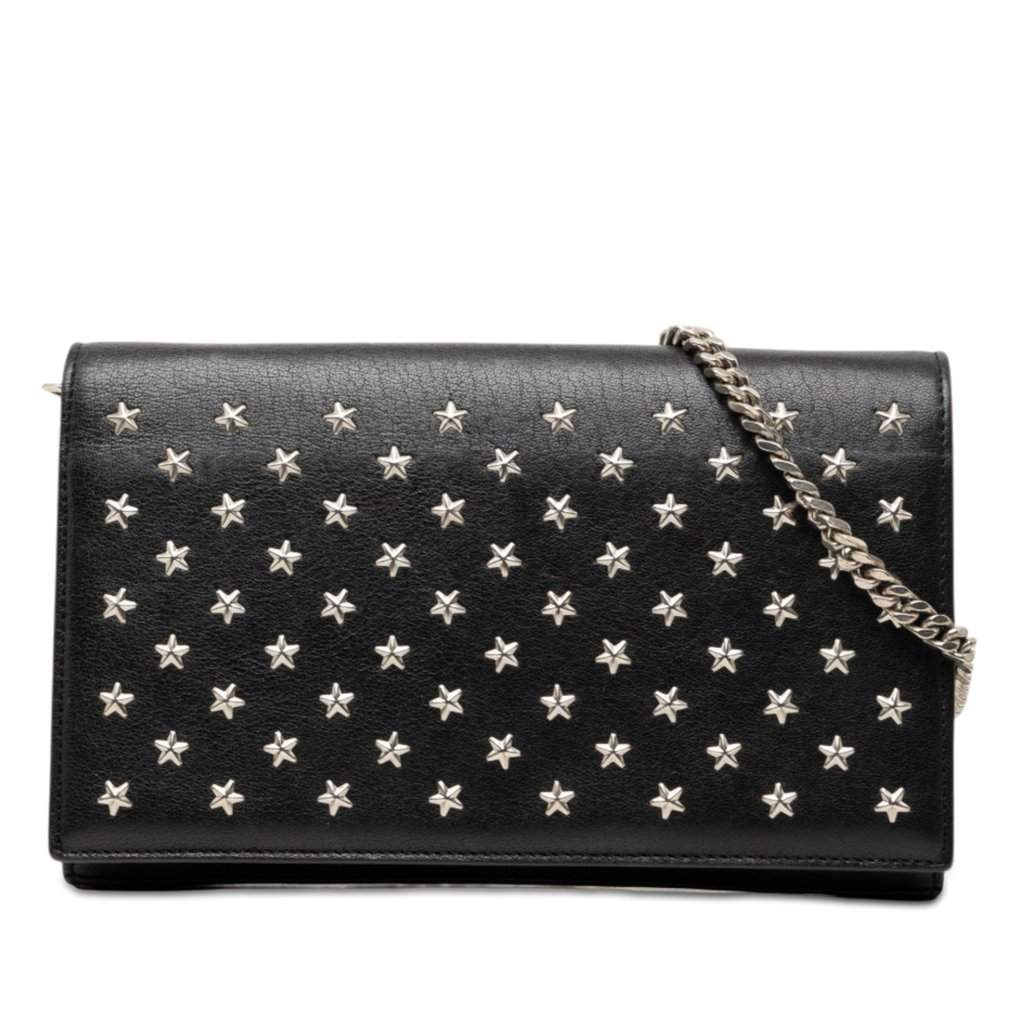 Saint Laurent Calfskin Star Studded Kate Wallet On Chain Black Leather Very good condition - Front View