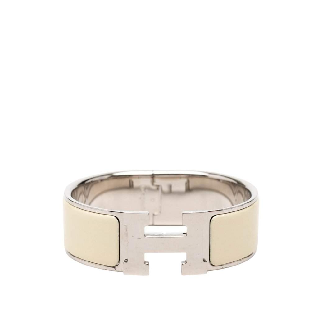 Hermès Wide Enamel Clic Clac H Bracelet PM Beige Very good condition - Front View