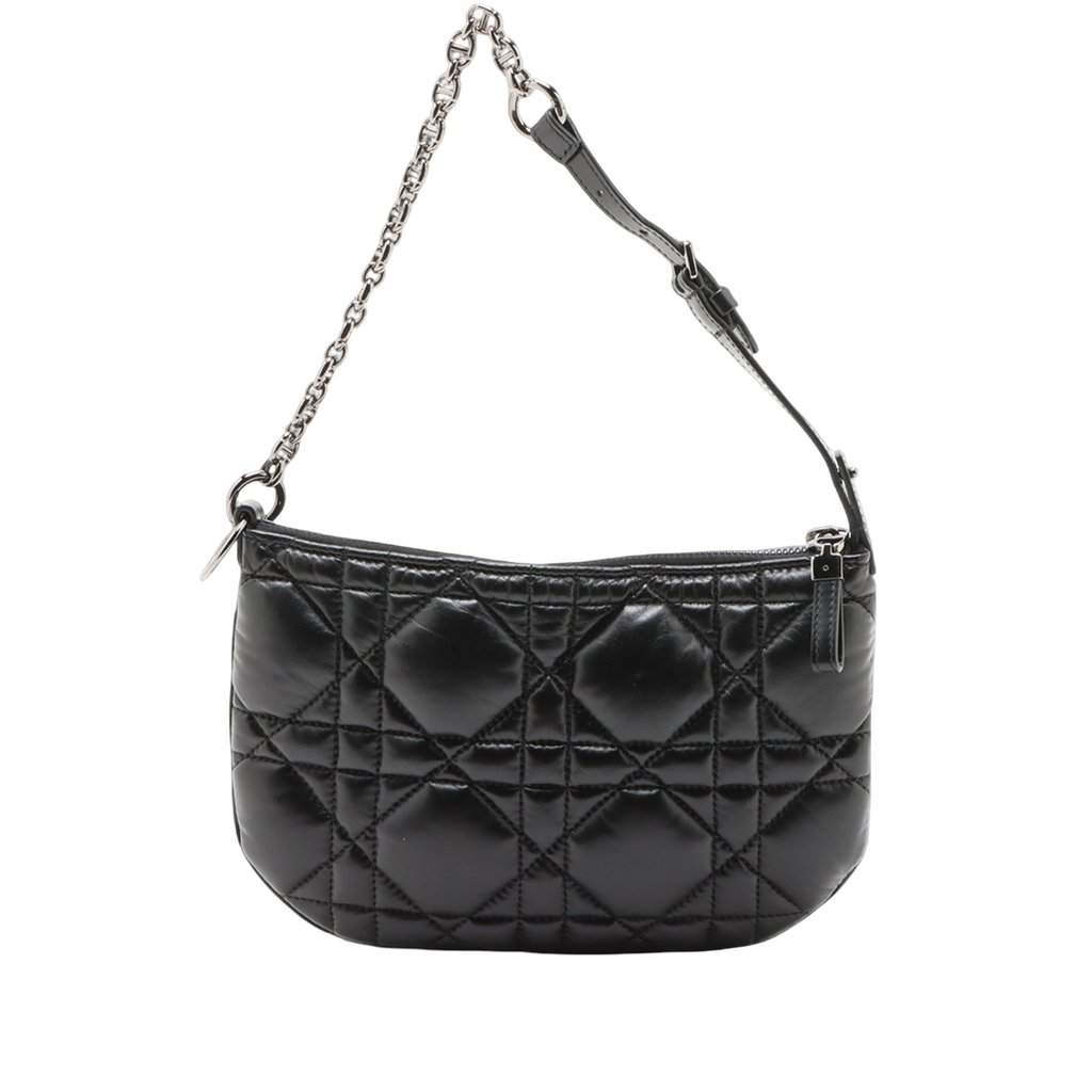 Dior Mini Calfskin Macrocannage Dior Caro Tulip Bag Black Leather Very good - Front View