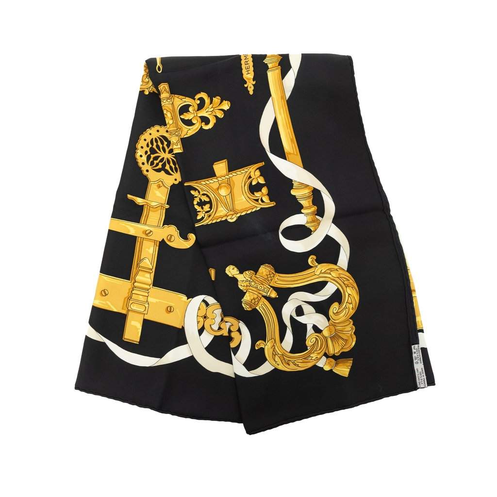 Hermès Ferronnerie Silk Scarf 90 Black Very good - Front View