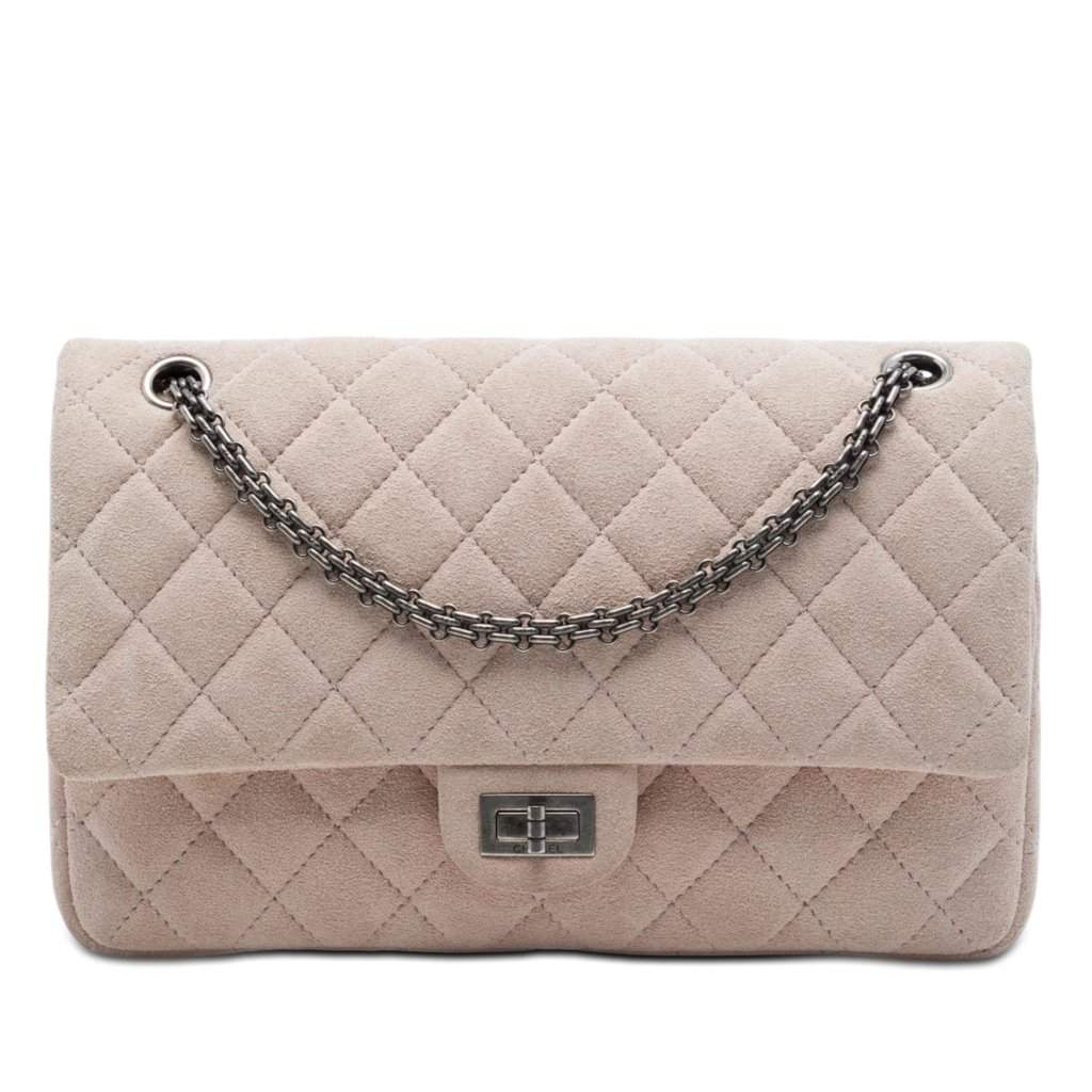 Chanel Quilted Suede Reissue 2.55 Double Flap 226 Pink Leather Very good condition - Front View