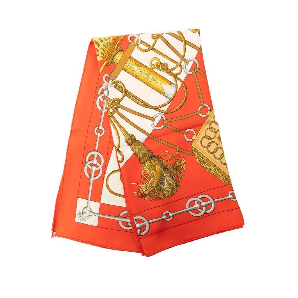 Hermès Cliquetis Silk Scarf 90 Red Very good - Front View