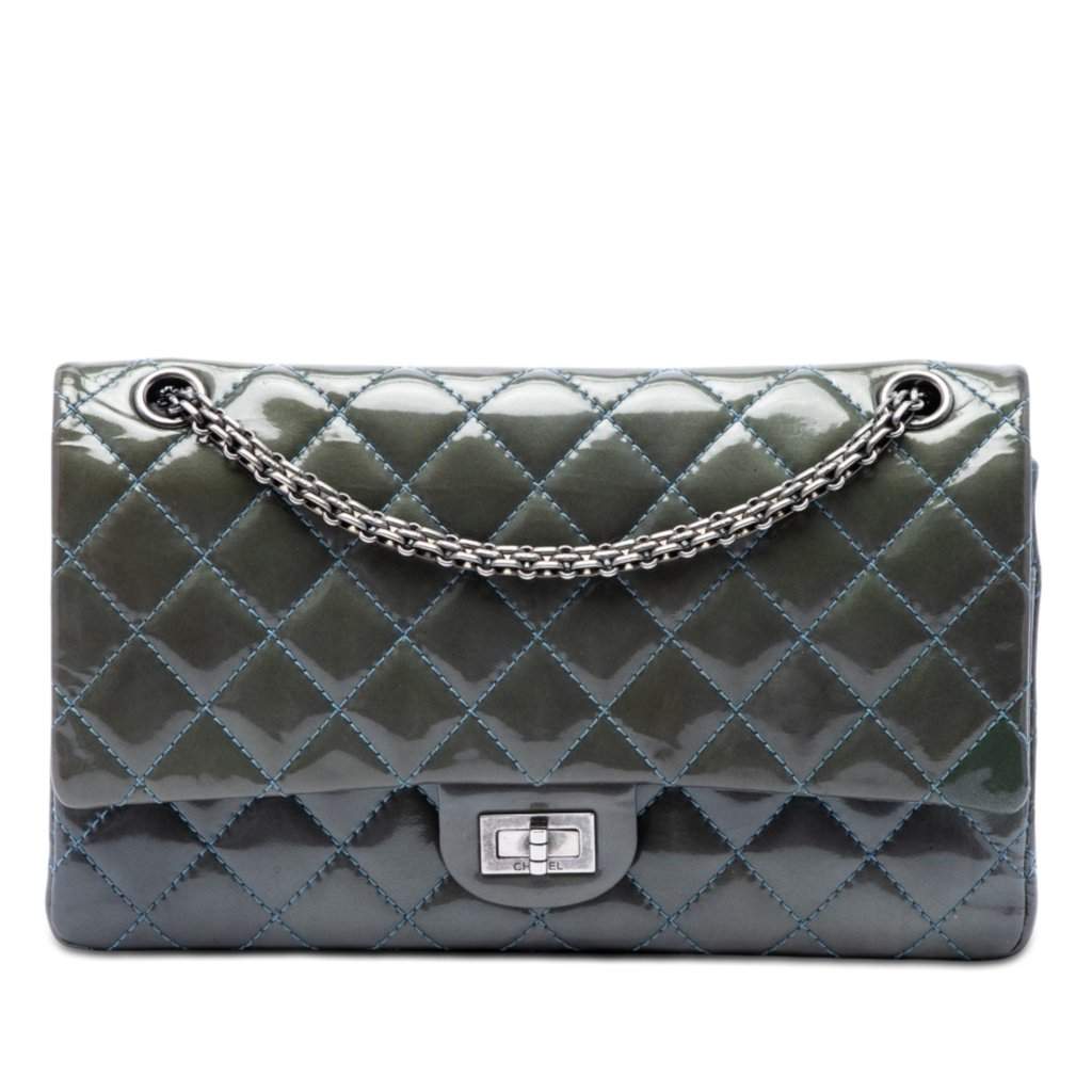 Chanel Quilted Patent Reissue 2.55 Double Flap 226 Green Med