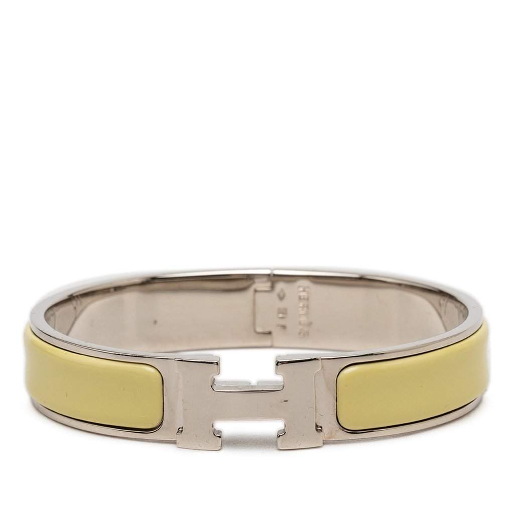Hermès Narrow Enamel Clic H Bracelet PM Yellow Very good condition - Front View