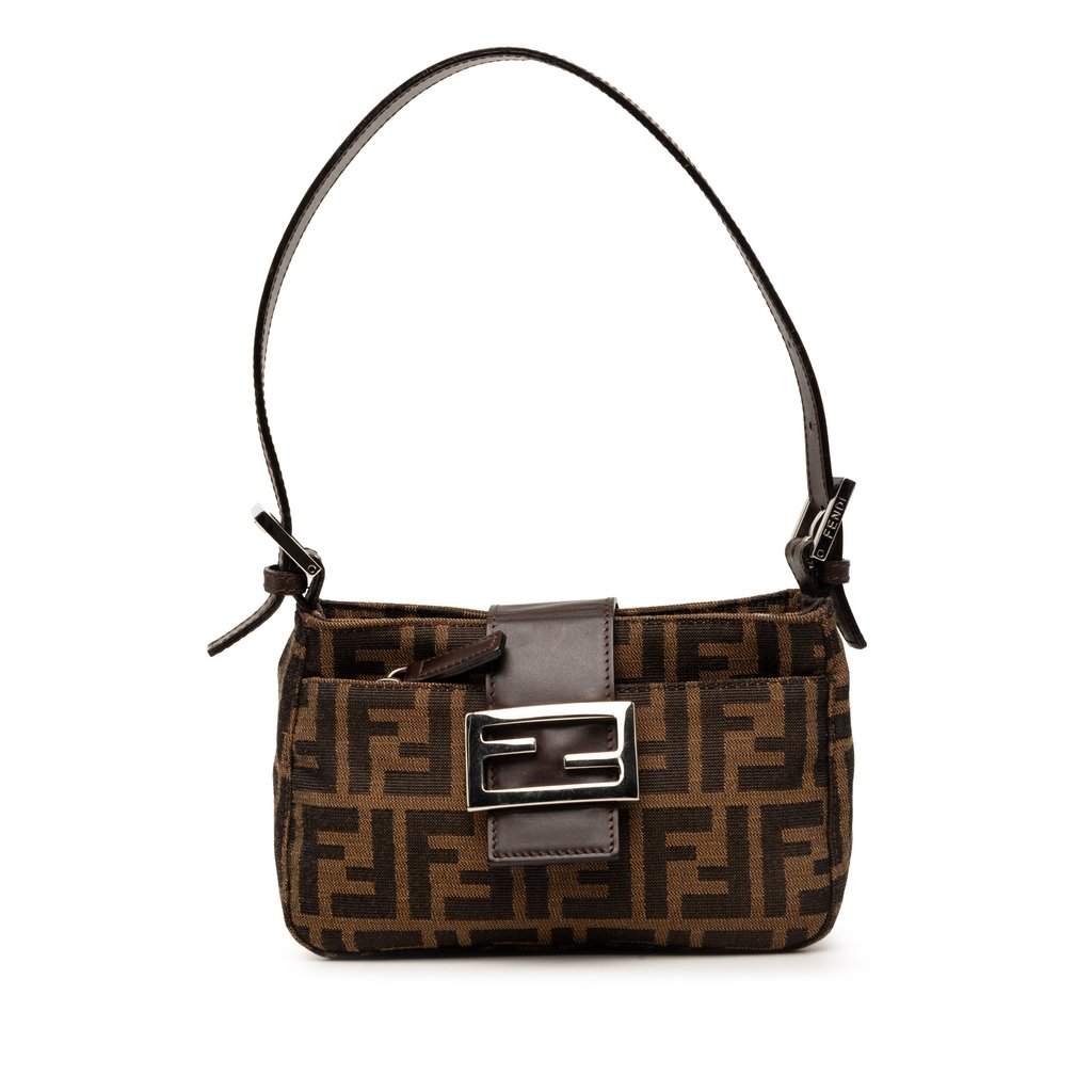 Fendi Zucca Canvas Shoulder Bag Brown Very good condition - Front View