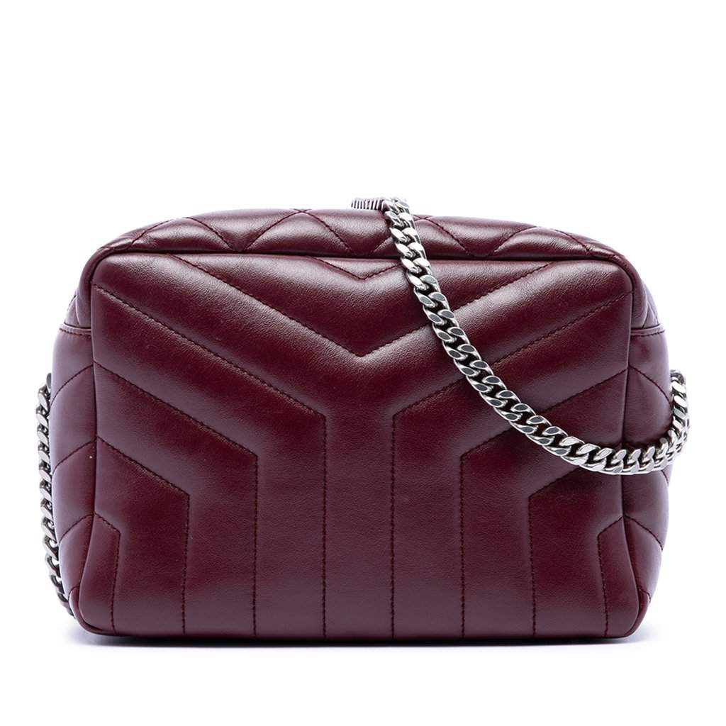 Saint Laurent Small Matelasse Calfskin LouLou Bowling Bag Red Leather Very good condition - Front View