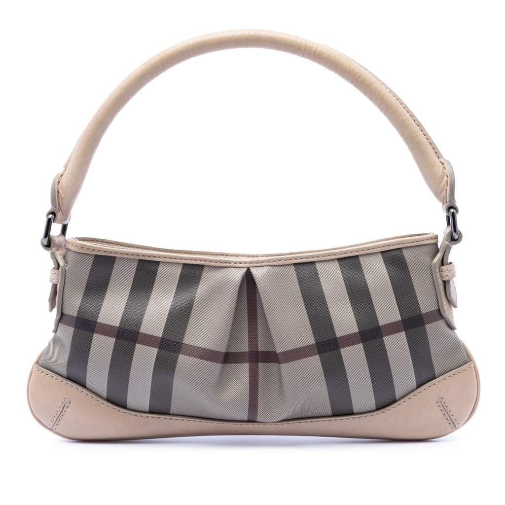 Burberry Smoke Check Coated Canvas Shoulder Bag MultiColor Very good - Front View