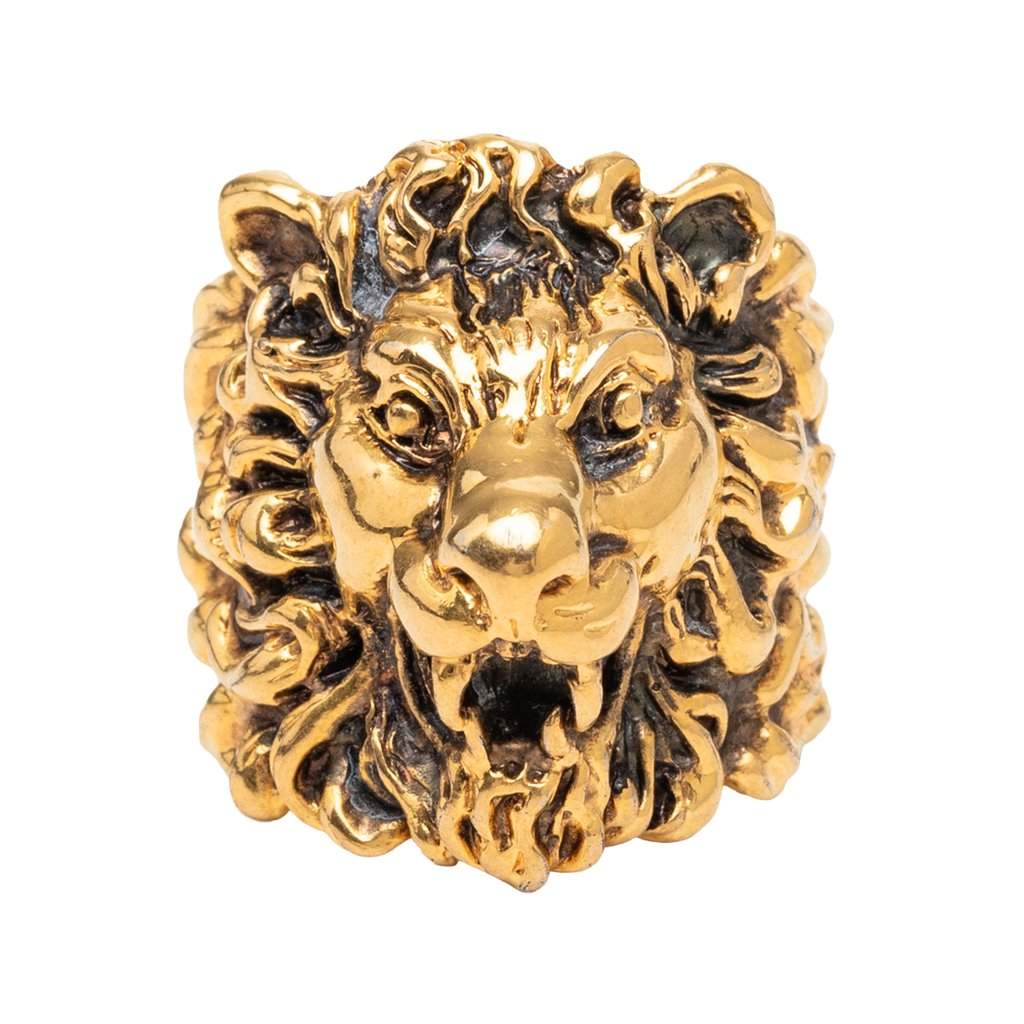 Gucci Gold Plated Lion Head Ring Gold Metal Very good - Front View