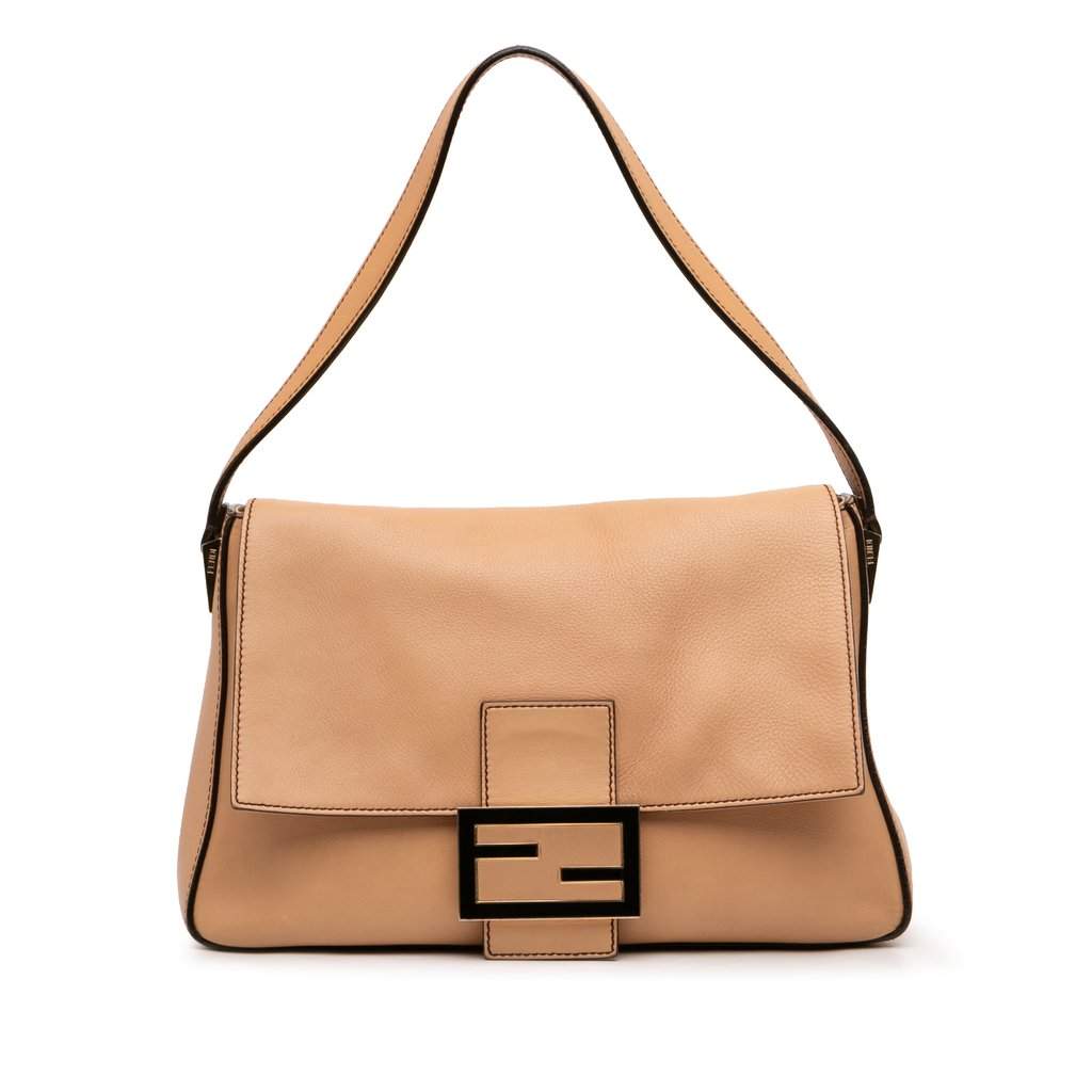 Fendi Large Calfskin Mamma Forever Shoulder Bag Brown Leather Good - Front View