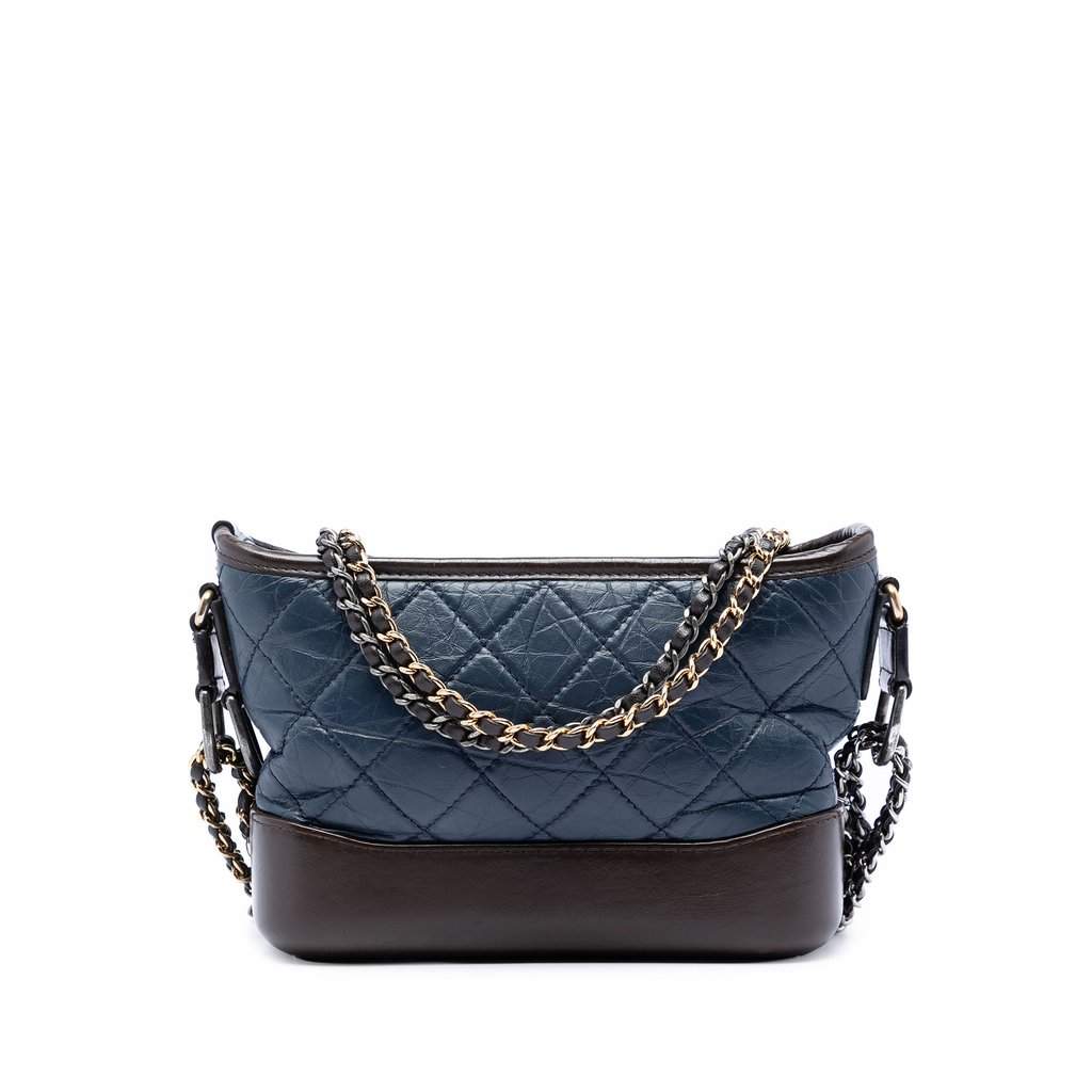 Chanel Small Bicolor Aged Calfskin Gabrielle Crossbody Blue Leather Very good condition - Front View