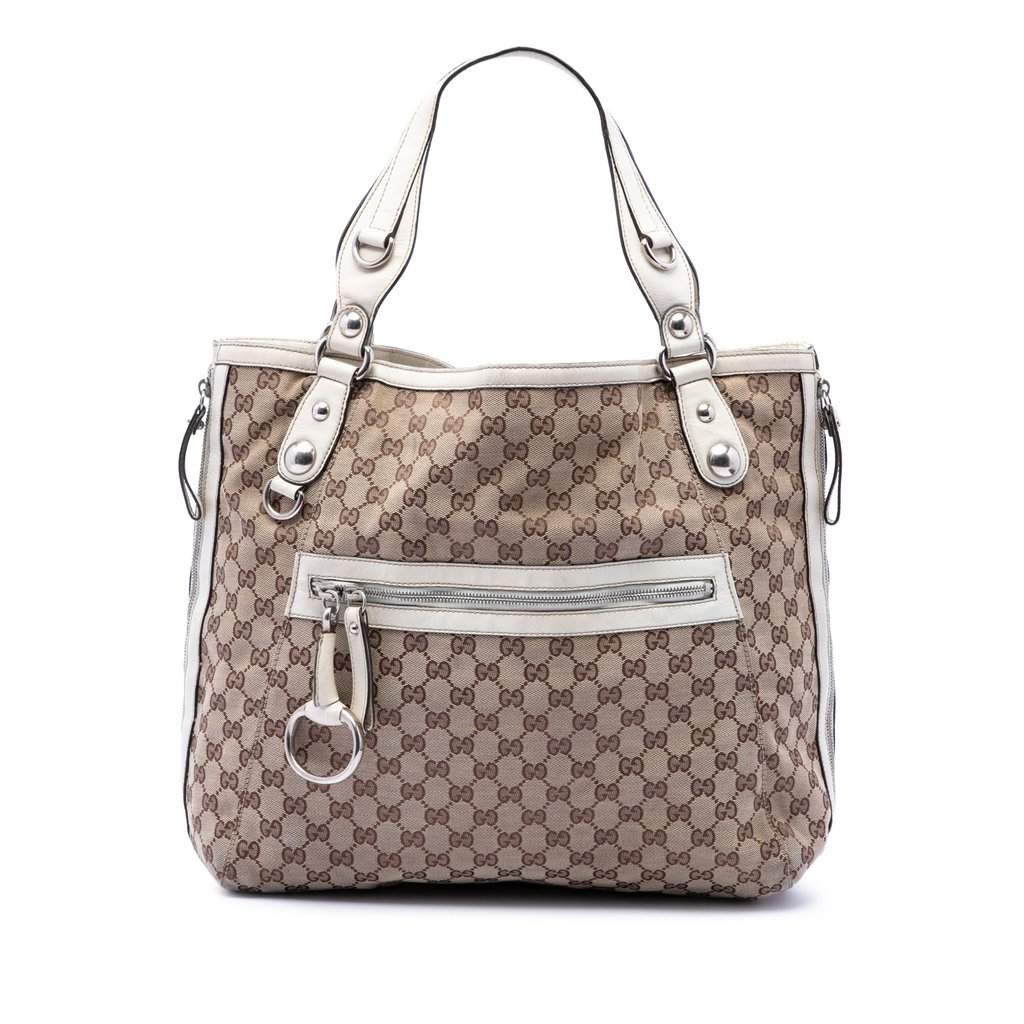 Gucci GG Canvas Icon Bit Zip Tote Beige Very good - Front View