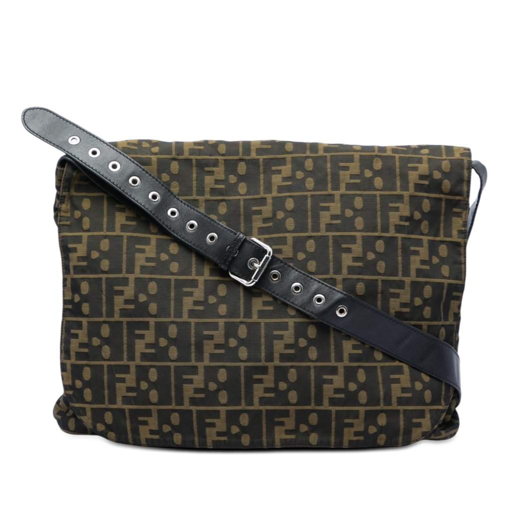 Fendi Zucca Canvas Skull Messenger Bag Brown Very good condition - Front View